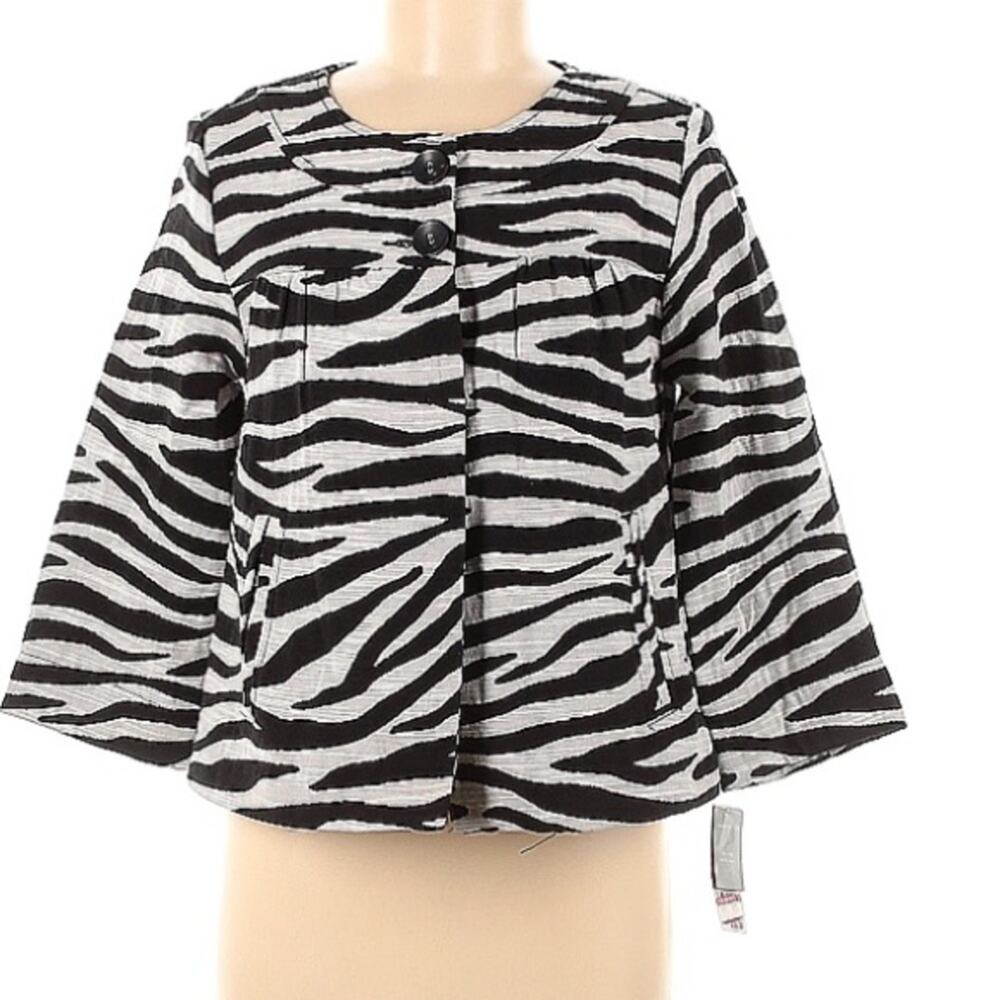 Charter Club Black White Zebra Swing Jacket